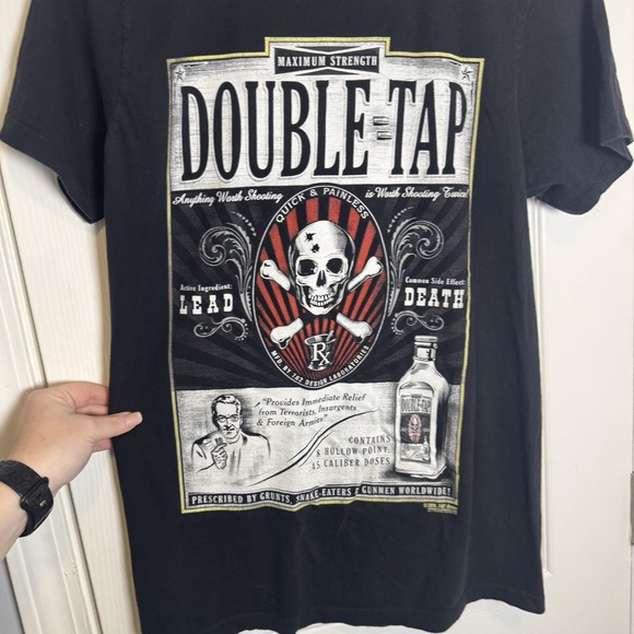 7.62 DESIGN DOUBLE TAP Black Tee Shirt Short Sleeve Mens Size Large - Picture 2 of 4